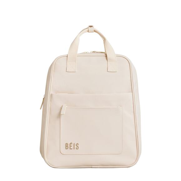 BEIS Handbags - Beis 'The Expandable' Beige Laptop Friendly Backpack Size OS